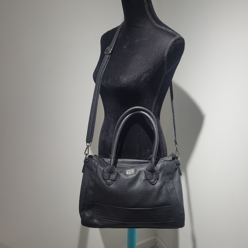 Lula Women's Faux Leather Handbag with Crossbody Strap Black Cruelty Free NWOT